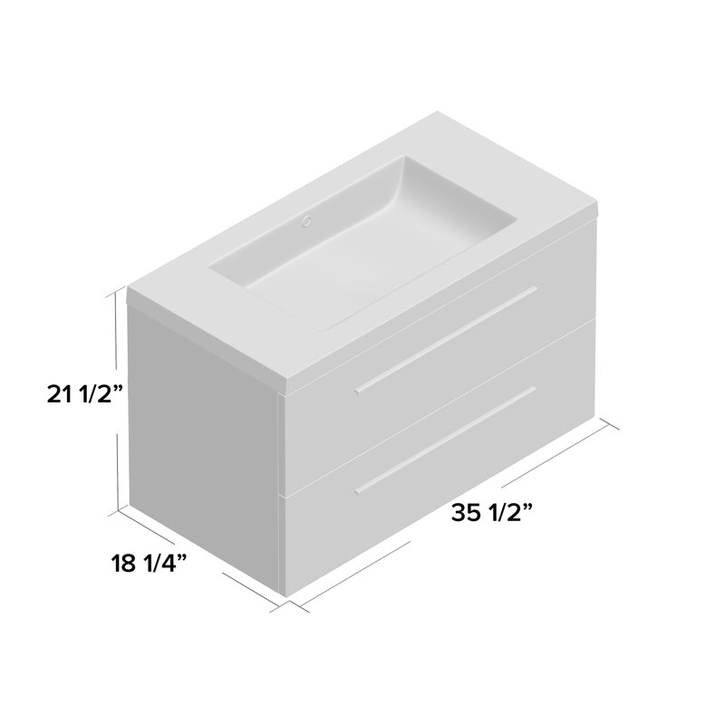 Orren Ellis Hancock 36'' Wall Mounted Single Bathroom Vanity with Solid